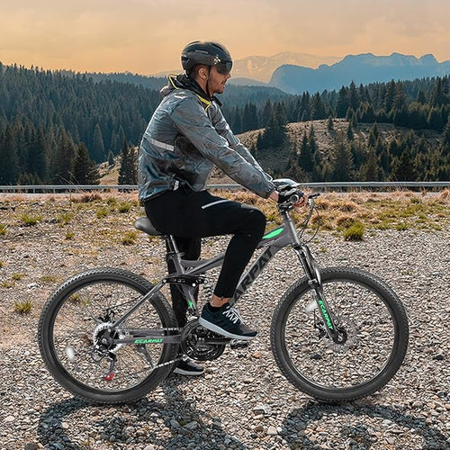 24/26/27.5 Inch Mountain Bike, Dual Full Suspension 21 Speed Womens Mens Mountain Bikes, Commuter Bike with Carbon Steel Frame and Dual Disc Brakes
