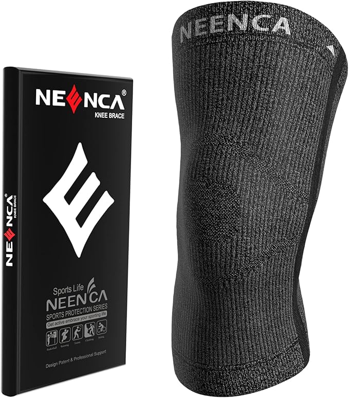 NEENCA Knee Brace for Women men - Knee Compression Sleeve for Knee Pain Relief HX020 (Black, X-Large)
