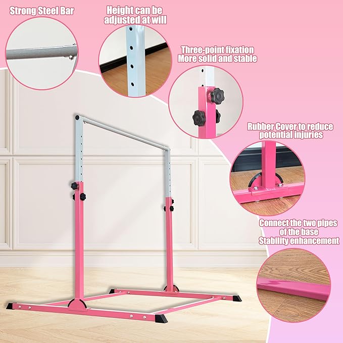 MARFULA Gymnastic Bar for Kids Gymnastic Kip Bar Horizontal Bar Gymnastic Training Equipment for Kids 3-15 Years Home and Club Use