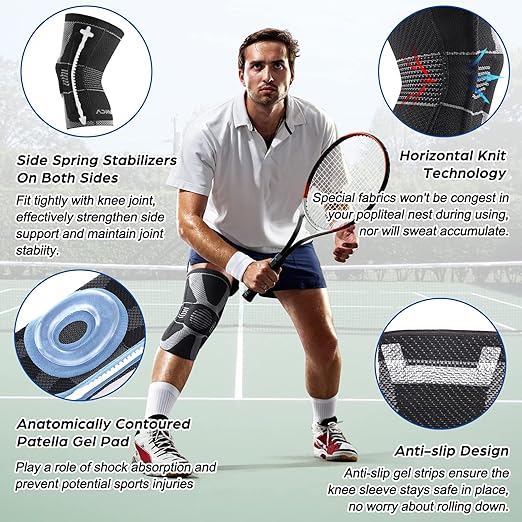 NEENCA Professional Knee Brace for Pain Relief, Medical Knee Compression Sleeve, Knee Support with Horizontal Knit Tech for Meniscus Tear, ACL, Arthritis, Joint Pain, Runner, Workout