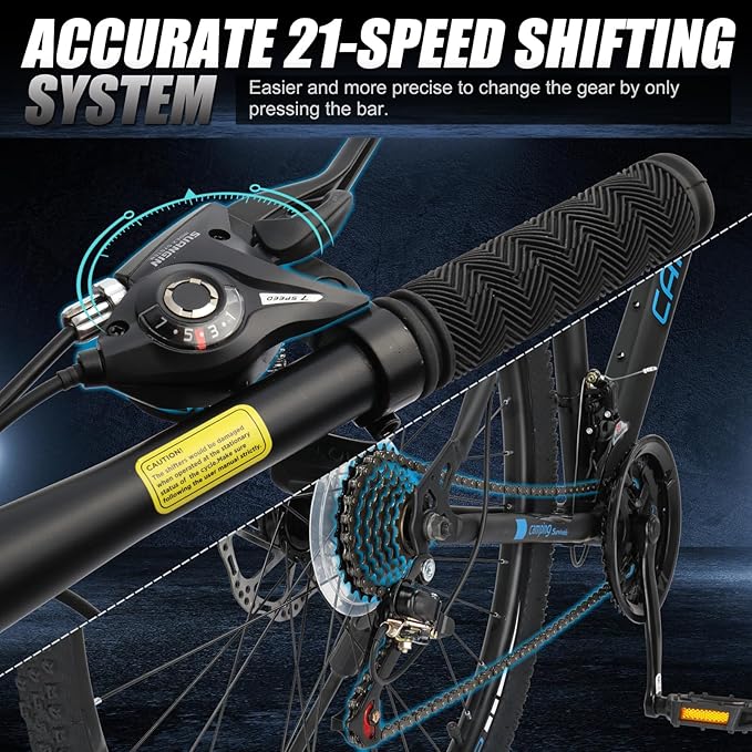 Ktaxon Mountain Bike 24/26/27.5 Inch Men & Women Mountain Bike with 21-Speed Adult Bikes, Double Disc Brake, Suspension Fork and High Carbon Steel Frame
