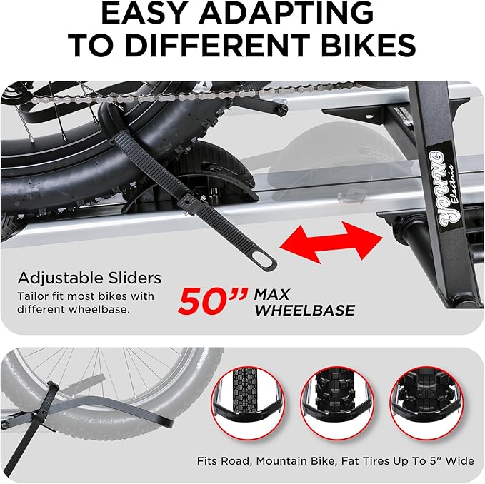 Hitch 2-Bike Rack Fellow, 200 lbs Capacity E-Bike Carrier for Cars Trucks SUVs Minivans RV, Trailer, Foldable Platform Mount, Up to 5’’ Fat Tire Bicycle for 2’’ Receiver