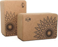 U&M Cork Yoga Blocks 2 Pack Set,Natural Cork High Density 9"x6"x4" Yoga Blocks Odor-Resistant Non-Slip for Yoga, General Fitness, Pilates, Stretching and Toning