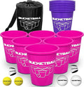 BucketBall | Team Color Edition | Combo Pack (Pink/Purple): Original Yard Pong Game: Best Camping, Beach, Lawn, Outdoor, Family, Adult, Tailgate, Jumbo, Giant Game