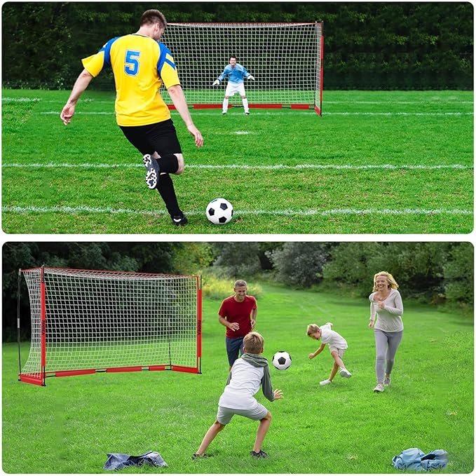 Portable Soccer Goal, Collapsible Soccer Goal Net Metal Base, Quick Setup Soccer Training Equipment with 1 Carry Bag, 1 Agility Ladder, 4 Ground Nails