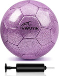 Size 3 4 5 Glitter Pink Gold Purple Soccer Ball Set with Pump Youth Soccer Ball for Kids Aged 4-6 6-8 8-12 Toddler Soccer Ball Soft Training Ball Practice for Teens Children Adults Boys Girls