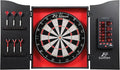 EastPoint Sports Tournament Bristle Dartboard and Easy Hang Cabinet with Electronic Scoreboard and 6 Steel Tip Darts