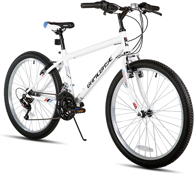 HILAND 24 26 inch Mountain Bike for Men Women, 18 Speeds High-Carbon Steel Frame, Sport Cycling MTB Bicycle for Adult