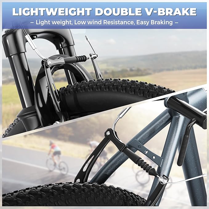 26 inch Mountain Bike with Lightweight Cycling Bicycles, Dual Disc/V Brake,Metal Frame Bicycle for Men and Women, Adult