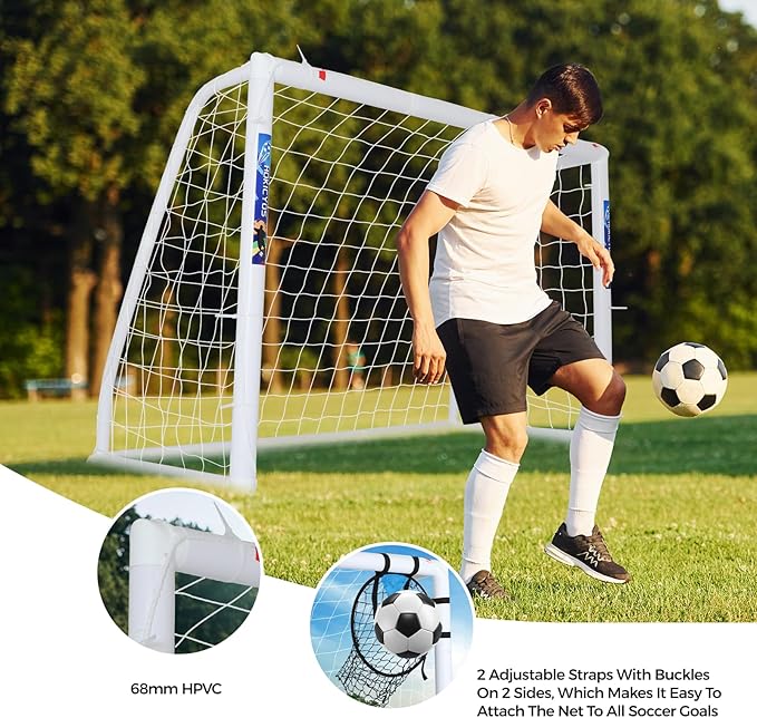 Soccer Goal for Backyard 10×6.5, 8×6 and 6×4 FT Soccer Goals Weatherproof and Portable HPVC Soccer Goal with Soccer Target Net and Carry Bag for Kids and Adults Outdoor's Practice Training