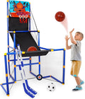 Surpop Kids Basketball Hoop Arcade Game with 4 Balls and Infrared Scoring Indicator, Basketball Football Hockey 3-in-1 - Toy Sports Game for Kids 3+