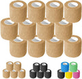 OZER 12 Pack 2 Inch x 5 Yards Self Adhesive Bandage Breathable Cohesive Bandage Wrap Rolls Elastic Self-Adherent Tape for Stretch Athletic, Sports, Wrist, Ankle (Tan, 2 Inch)