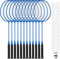 Wettarn 12 Pcs Badminton Rackets Bulk with 18 Nylon Badmintons, Shuttle Set for Adults Teenagers Youth Beginners Advanced Player Backyard Gym Beach Outdoor