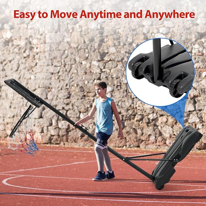 Basketball Hoop Outdoor 10FT Height Adjustable, Portable Basketball Goals & Hoops with PC Backboard and Large Water/Sand Base, Indoor Outdoor Basketball Hoop for Kids Youth Adults Backyard Driveway
