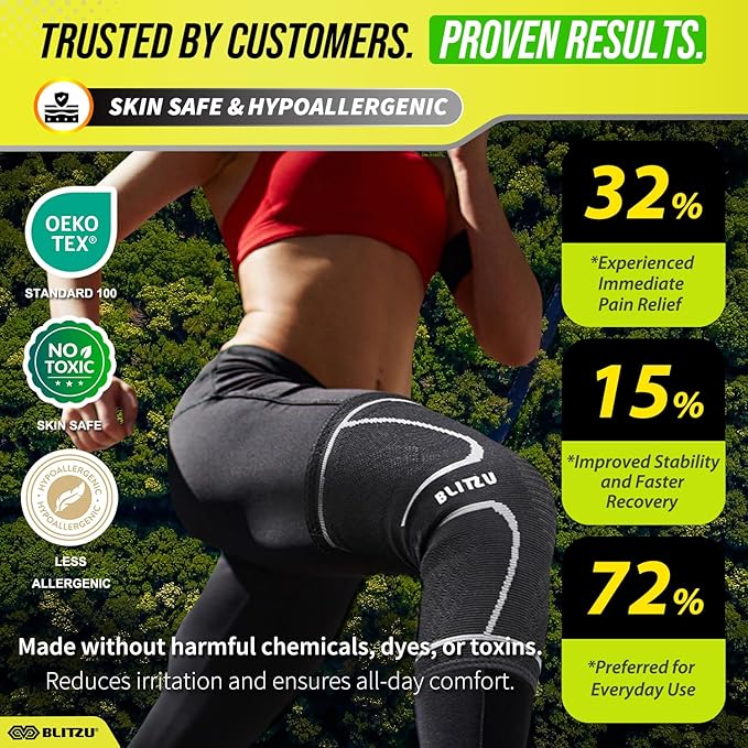 Knee Brace for Women & Men, 2 Pack Compression Knee Brace, Knee Support Sleeve for Pain Relief, Running, Workout, Sports, Knee Braces for ACL, Meniscus Tear, Arthritis and Injury Recovery Black XL