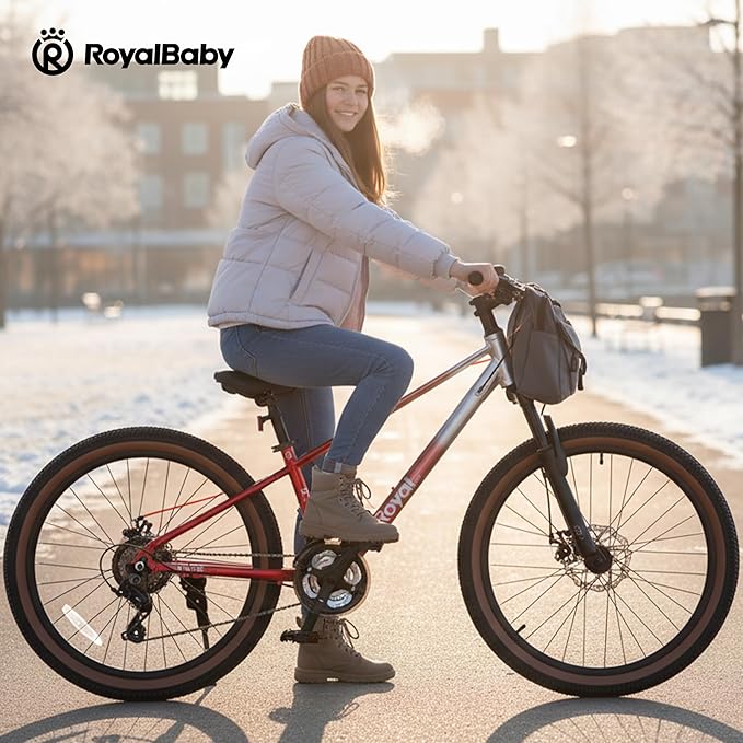 RoyalBaby Kids Mountain Bike for Boys and Girls, Ultra-Light Aluminum 20-24 Inch Wheel Bicycle for 6-14 Years Old Children, 7/21-Speeds Drivetrain