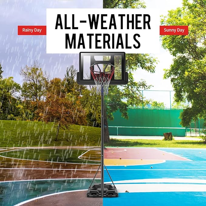 Giantex Portable Basketball System, Height Adjustable 8.5-10 Ft Outdoor Indoor Basketball Stand for Kids Youth, 39 Inch Backboard