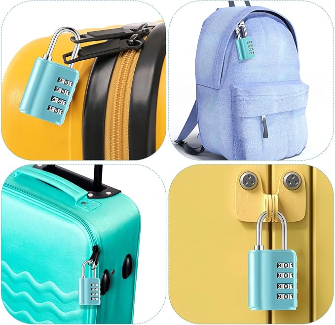 Kenning 10 Pcs Combination Padlock 4 Digit Combination Lock with Keys Locker Resetable Security Outdoor Waterproof Lock for School Sports Gym Locker Employee Fence Case (Blue)