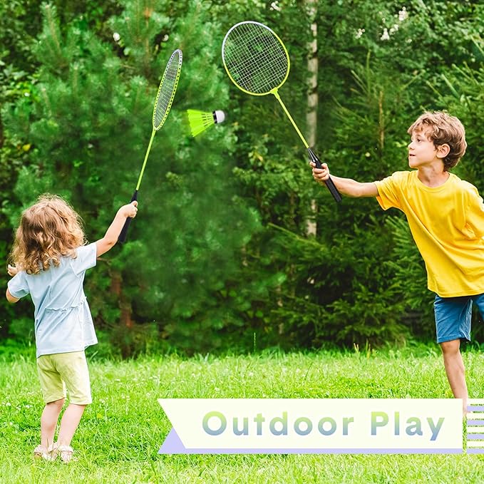 12 Pack Badminton Rackets Set Including Rackets, Nylon Shuttlecocks and Carry Bag for Outdoor Backyard Games Beginners
