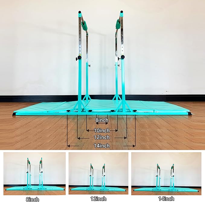 MARFULA Gymnastics Double Horizontal Bars 3Play Parallel Bars Uneven Bars Gymnastics Training Kip Bar with 304 Stainless Steel Regulating Arms & Fiberglass Rail for Indoor Outdoor Home Club Use
