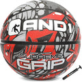 AND1 Supreme Grip Official Regulation Size 7 (29.5 inches) Rubber Basketball - Deep Channel Construction Streetball, Made for Indoor Outdoor Games