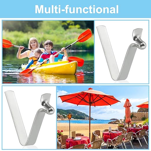 PATIKIL 5.5x3.8mm Kayak Paddle Snaps, 10 Pack Tent Pole Clips Steel V Shaped Single Pin Push Button Spring Clips Lock Tube Pole Clips for Camping Awning