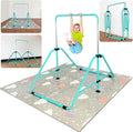MARFULA Foldable Gymnastic Bar for Kids Ages 3-9, 9 Height Levels, 200 lbs Weight Capacity, 5 Ft Length Gymnastic Kip Bar with Mat, Gymnastic Equipment for Home and Gym Center Indoor Outdoor Use