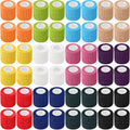 Treela 64 Pack 2" x 5 Yards Self Adhesive Cohesive Bandage Wraps, Elastic Breathable Athletic Tape, Flexible Self Adherent Bandage Rolls for Wrist, Ankle, Fingers, Sports & Pets (Colorful)