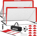 Kids Soccer Goal for Backyard Set - 2 Set of 6X4 FT Toddler Soccer Nets with 20ft Agility Ladder, Soccer Ball, Pop Up Portable Soccer Set for Kids and Youth Game and Training Goals Ages 3-16 Gift