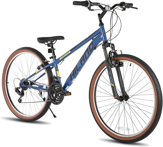 HILAND 26 Inch Mountain Bike for Mens and Womens, 21 Speeds Mountain Bicycle, High-Tensile Steel Frame, V Brake, Hardtail MTB for Adults