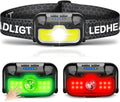 Headlamp Rechargeable, 1300 Lumen Ultra-Bright Head Lamp with Red Light, Waterproof Motion Sensor Head Lights for Forehead with White Green, 14 Modes Adjustable Headlight for Camping