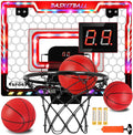 Mini Basketball Hoop Indoor with Scorer and Batteries, Indoor Basketball Hoop Over The Door with Colorful LED Lighting, Toy Basketball Set for Boys Girls Age 3 4 5 6 7 8
