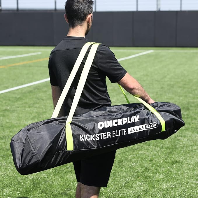 QUICKPLAY Kickster Elite Portable Soccer Goal | Integrated Weighted Base for Training on Turf, Hard Floors or Grass | Sizes 5x3', 6x4', 12x6', 16x7', & 3x2M [Single Goal]