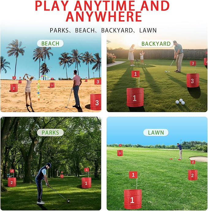 Golf Outdoor Game 9 Holes Set with 2 Clubs for Golf Bucket Yard Game, Family and Friends Gathering, Suitable for Backyard, Park, Beach, Lawn