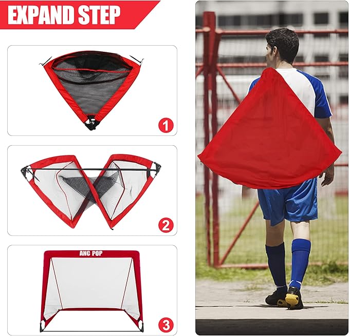 Portable Pop Up Soccer Goal for Kids Trainning and Family Game Foldable Soocer Net for Backyard with Carrying Case
