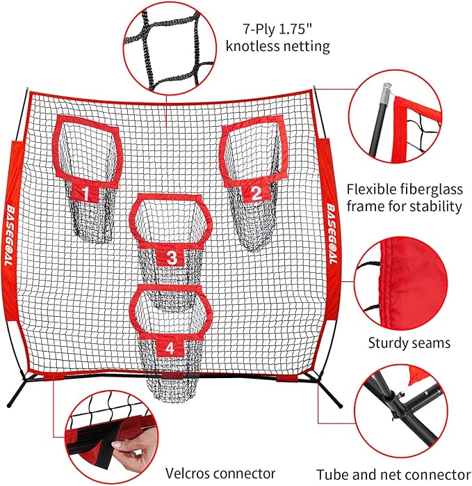 8ft Football Nets with 4 Target Pockets for Improving Accuracy Throwing