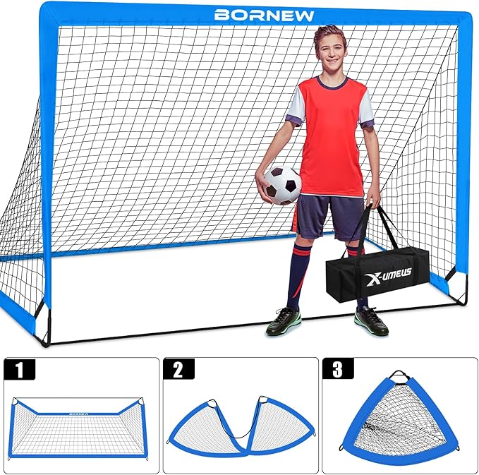 Kids Soccer Goal for Backyard Set - 2 Set of 6X4 / 4X3 ft Toddler Soccer Nets Training Equipment, Soccer Ball, Pop Up Portable Soccer Set for Kids and Youth Games and Training Goals Ages 3-16 Gift