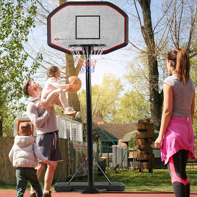 Giantex Portable Basketball Hoop 10 Ft, Adjustable Height 6.5-10 Ft, 43 Inch Backboard Basketball Goal, Suit for Court, Driveway, Garage, Indoor Outdoor Basketball Hoop for Kids, Youth, Junior