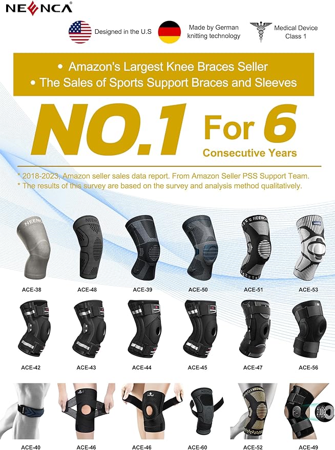 NEENCA Professional Knee Brace for Knee Pain, Hinged Knee Support with Patented X-Strap Fixing System, Medical for Pain Relief, Arthritis, Meniscus Tear, ACL, PCL, MCL, Runner, Sport -FSA/HSA Eligible