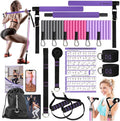 Portable Pilates Bar Kit with Resistance Bands for Men and Women - 3 Set Exercise Resistance Bands - Multifunctional Home Gym - Supports Full-Body Workouts – with Fitness Poster and Video