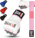 HUNTER Gel Padded Inner Gloves with Hand Wraps for Boxing, Quick Elastic Training Wraps for Men & Women, Muay Thai MMA Kickboxing Martial Arts Knuckle Wrist Protector (Pair)