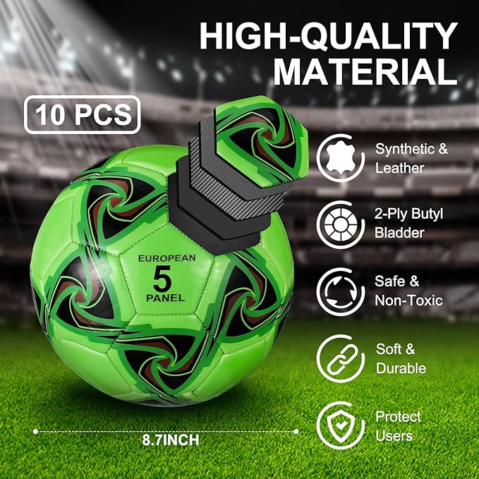 Libima 13 Pcs Soccer Ball Bulk 10 Pcs Official Soccer Ball with 2 Pump and Carry Bag Indoor Outdoor Training Game Sport Gift for Youth Adult Back to School