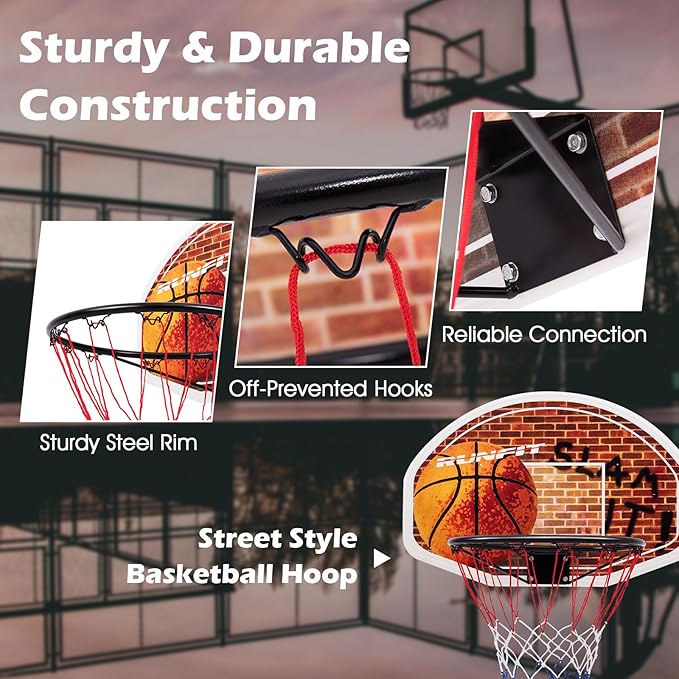 Goplus 29" x 20" Basketball Hoop Wall Mounted Portable Basketball Backboard Indoor Outdoor Sports Suitable for Adults and Kids Play