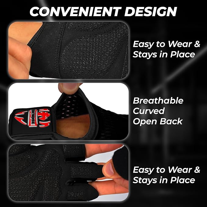FIGHTSENSE Workout Gloves for Men Women, Weight Lifting Gloves with Non-Slip Silicon Padded Palm, Breathable, Lightweight Exercise Gym Gloves for Weightlifting Powerlifting Cycling Rowing