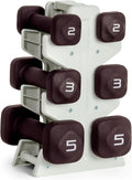 Tone Fitness Neoprene Dumbbell Set with Storage Rack – Non-Slip, Anti-Roll Hand Weights for Home Gym Workouts | 20 lb, 32 lb, & 50 lb Options