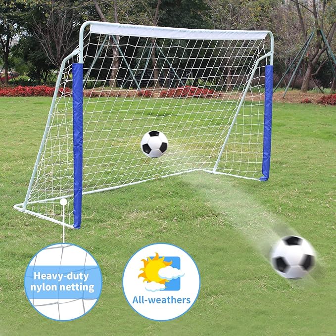 Combination Soccer Goal Portable Soccer Goals for Backyard Steel Frame Football Goal with All Weather Net for Kids Youth