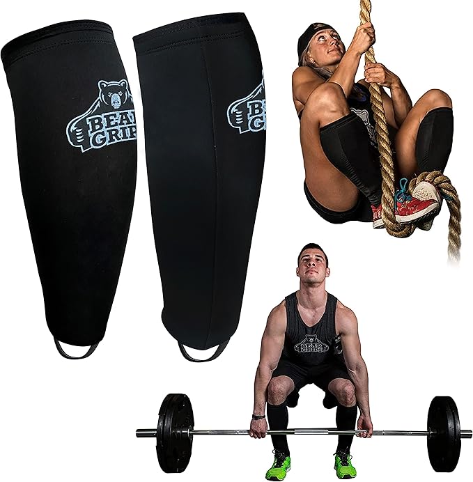 Bear Grips Deadlift Shin Guards - Breathable Gym Equipment Rope Climbing Shin Guard for Men and Women - Injury Prevention Calf Support Shin Guard Sleeves for Ultimate Shin Protection