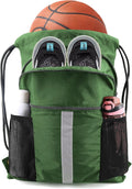 BeeGreen Drawstring Backpack Bag with Shoe Compartment, X-Large Black Gym Sports String Cinch Backpack