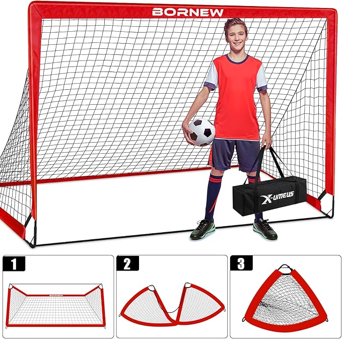 Kids Soccer Goal for Backyard Set - 2 Set of 6X4 / 4X3 ft Toddler Soccer Nets Training Equipment, Soccer Ball, Pop Up Portable Soccer Set for Kids and Youth Games and Training Goals Ages 3-16 Gift