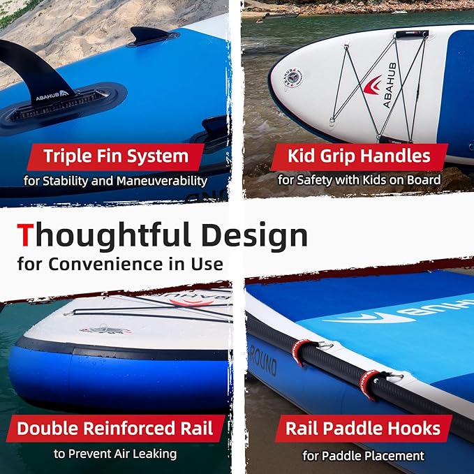 Abahub Inflatable SUP, Wide 10'6" x 31"/34" x 10'6" iSUP, Blue Standup Paddleboard with Adjustable SUP Kayak Paddle, for Yoga, Paddle Board, Kayaking, Surf, Canoe, Fishing